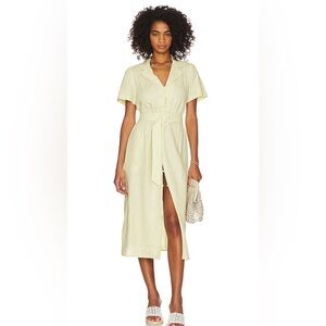 WeWoreWhat Camp Collar Linen Shirt Dress in Garden Glade
